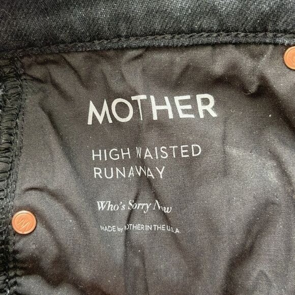 MOTHER Denim High Waisted Runway Jeans in Who's Sorry Now Black Faded NWT - Picture 9 of 11